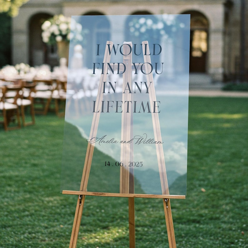 i would find you in any lifetime wedding welcome sign alternate wording