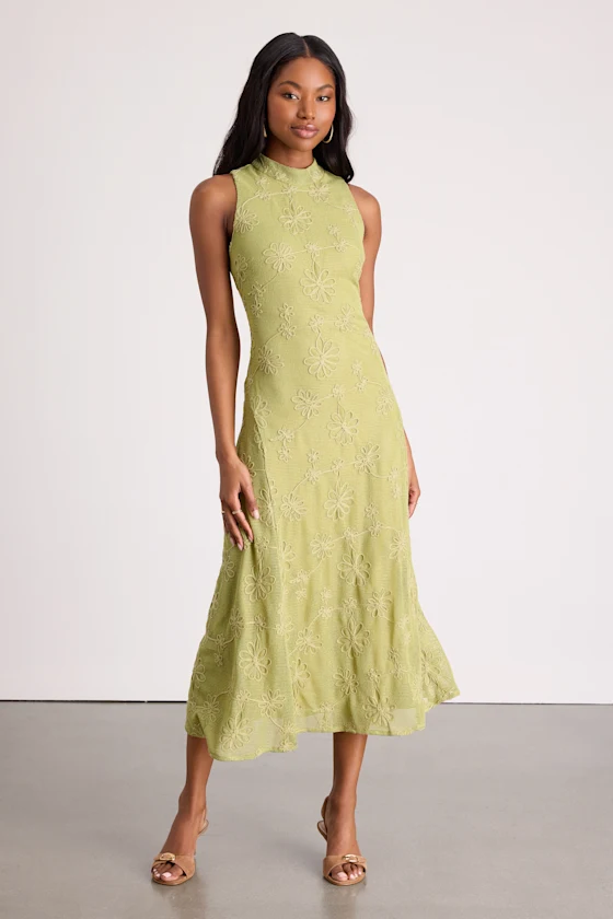 green casual wedding guest dress