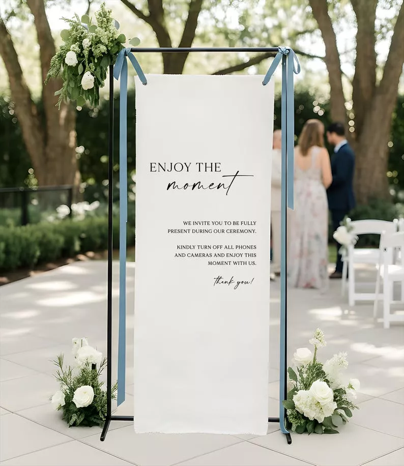 modern style unplugged ceremony sign