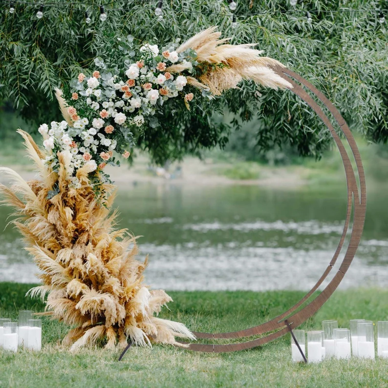round circular wood wedding arch