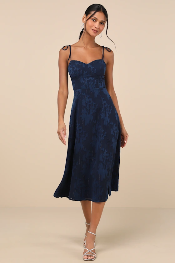 black and navy wedding guest dress