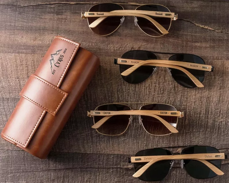 personalized groomsmen sunglasses with case