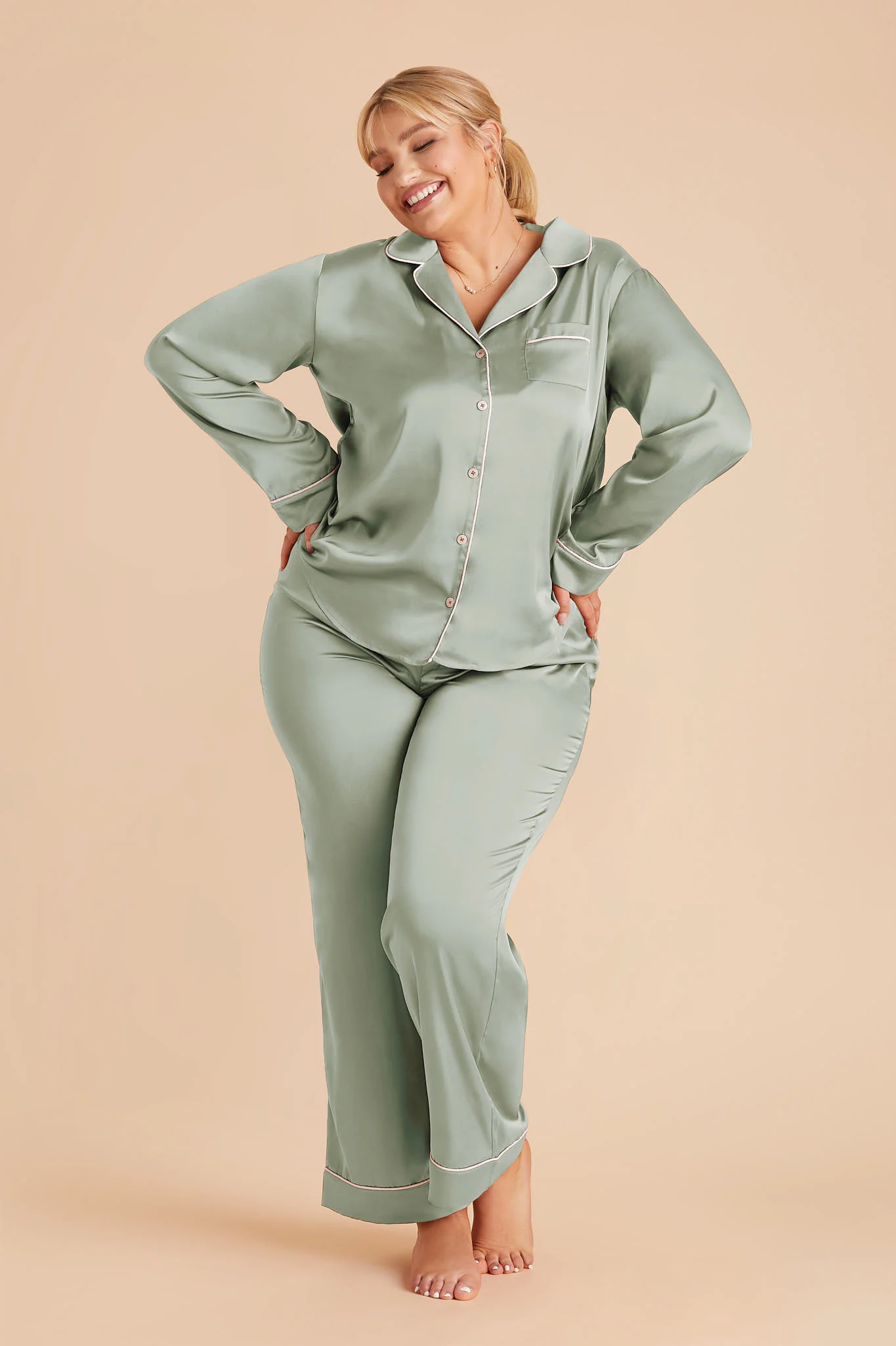 bridesmaid pajamas plus size long sleeve top and pants