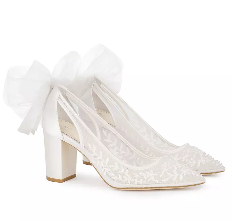pointed toe wedding pumps with bow
