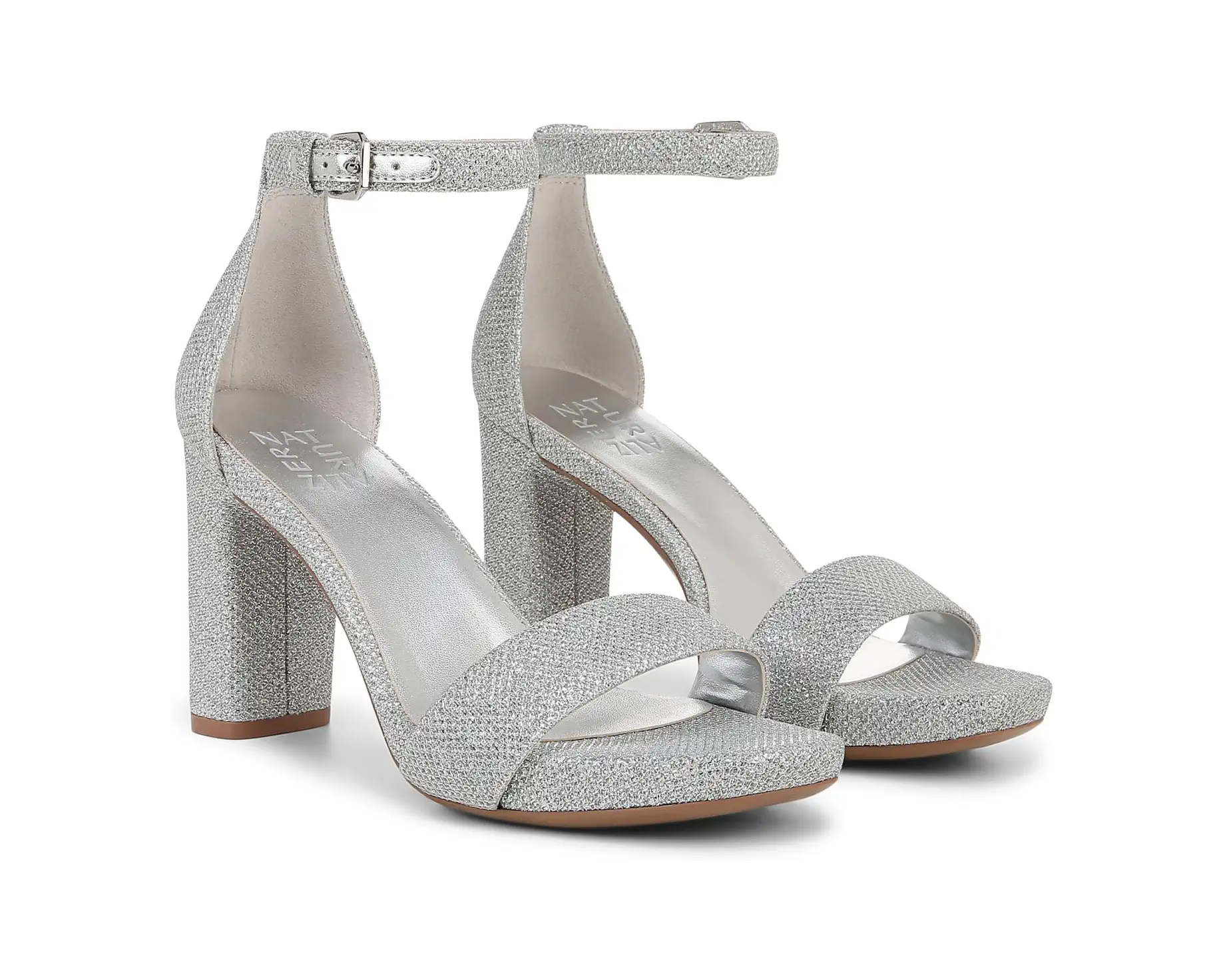 sparkly metallic block heels for mother of the bride shoes in outdoor weddings