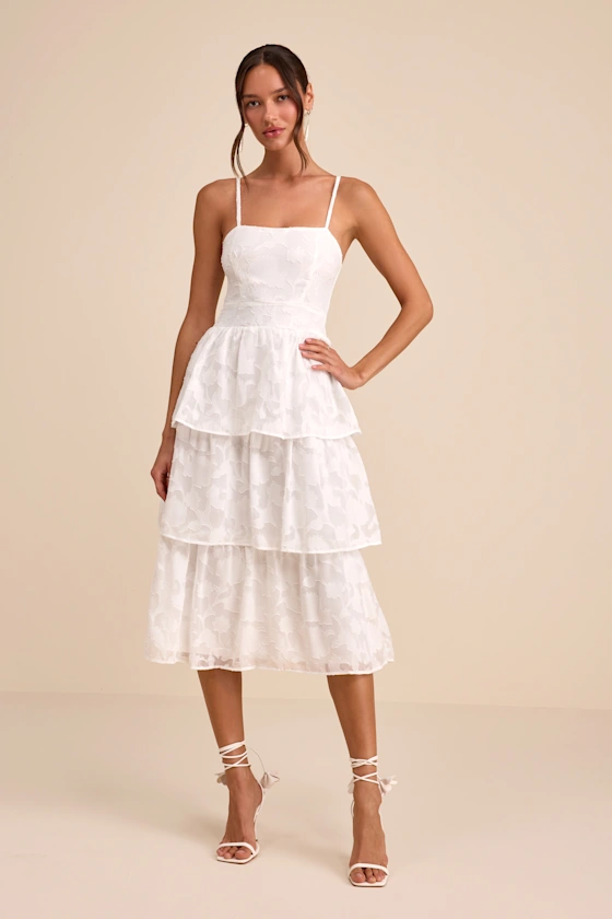 tiered bridal shower dress in white