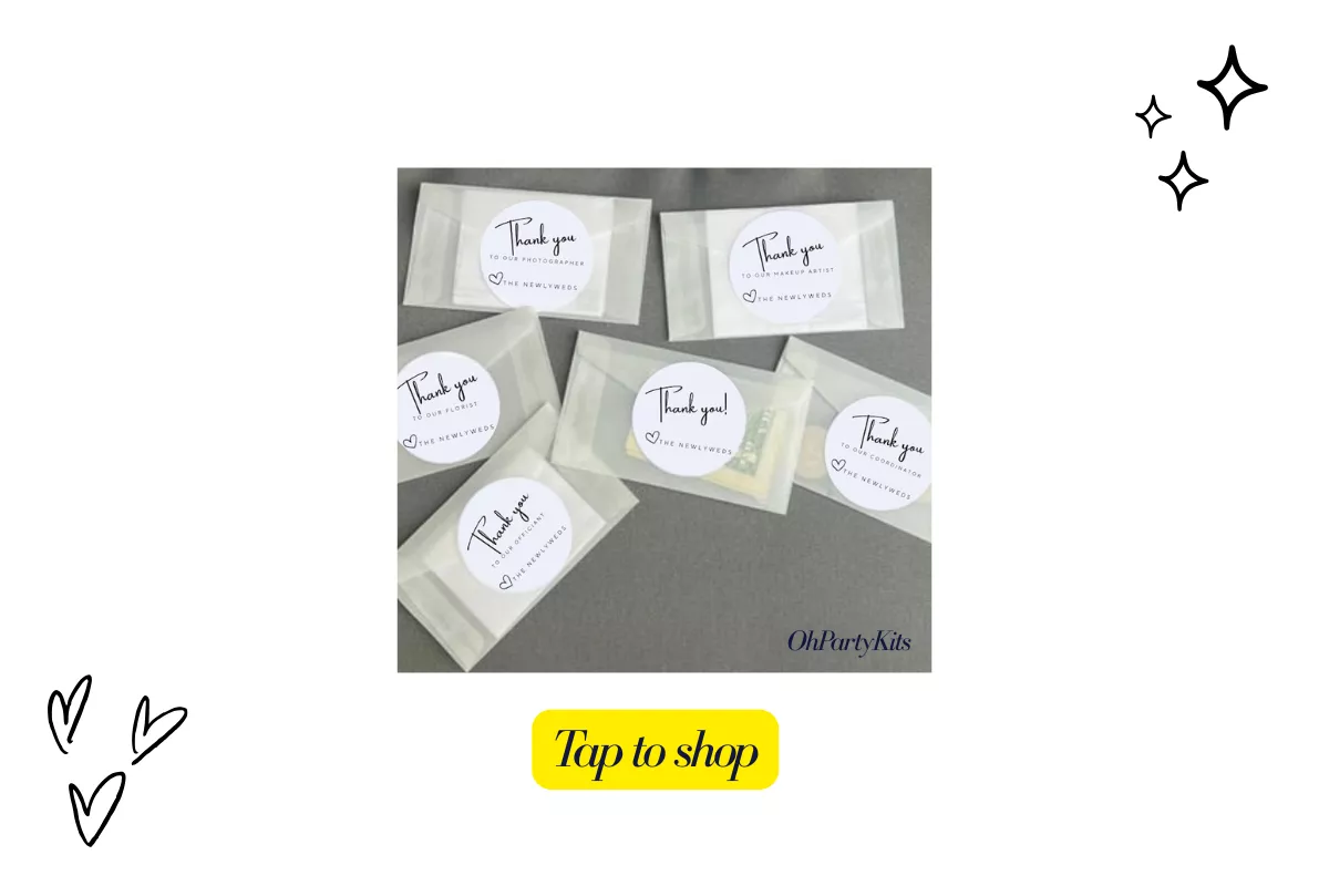 vendor tip envelopes for wedding day