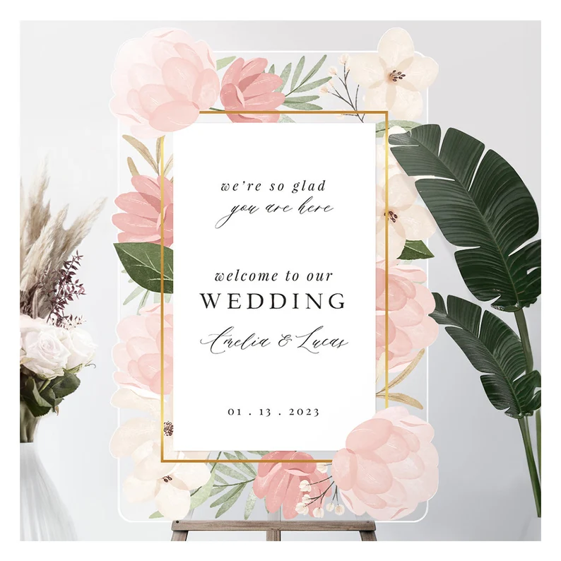 we're so glad you're here wedding welcome sign alternative