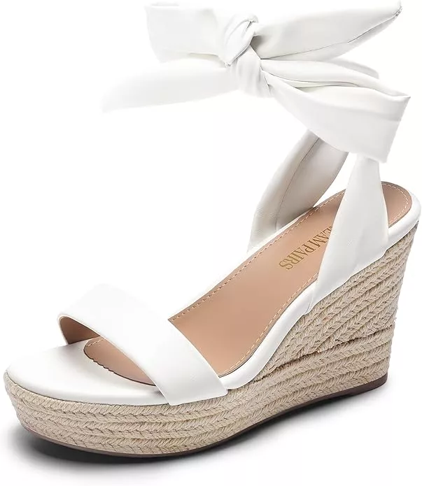 white bridal wedges for the bride