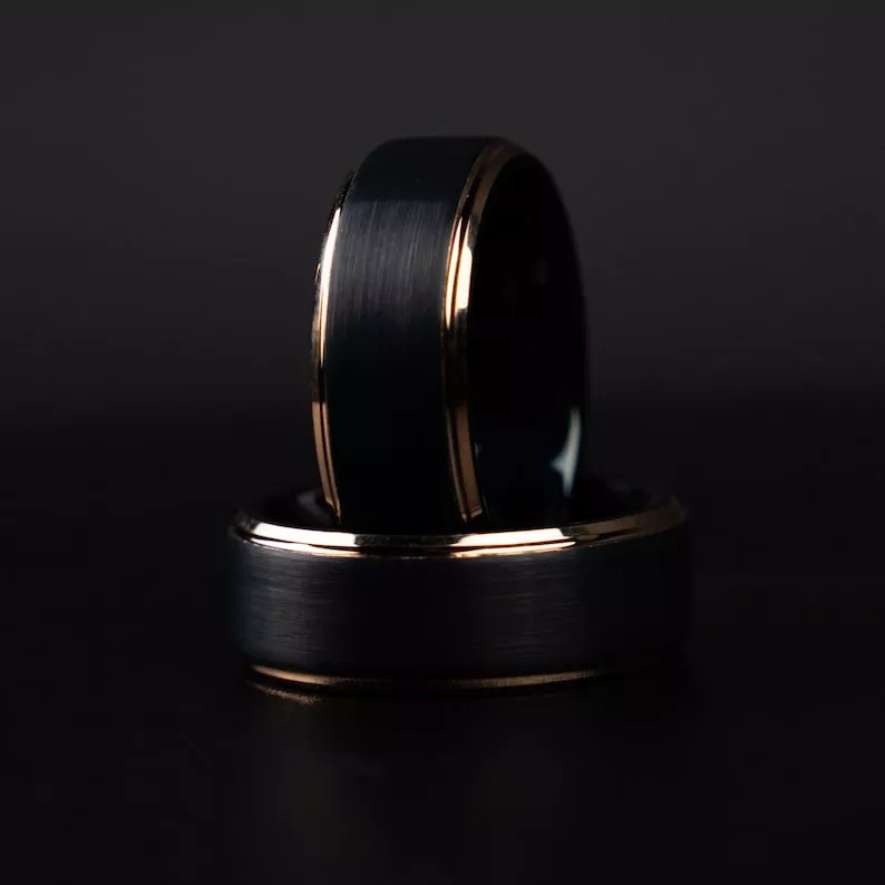 black matte mens wedding ring on etsy