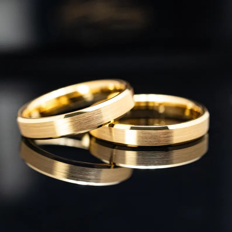 his and hers etsy wedding bands brushed tungsten