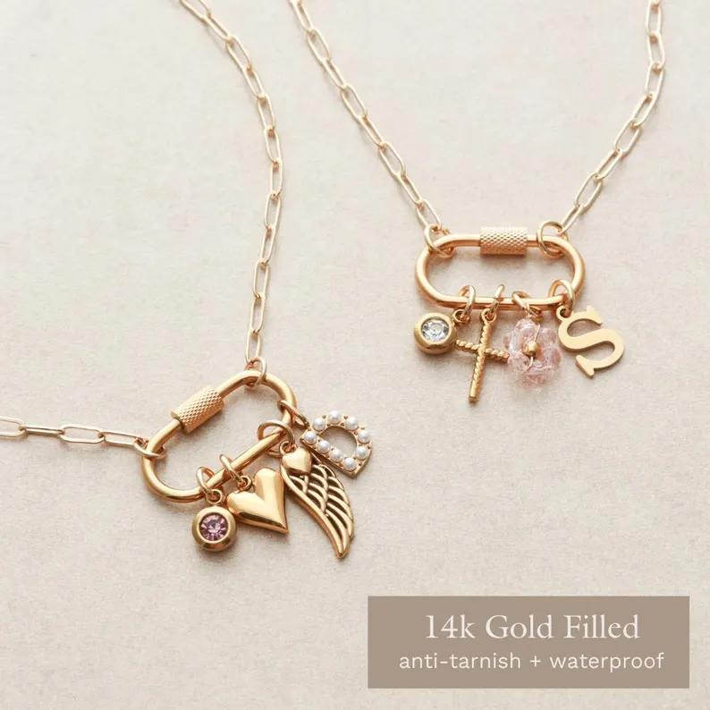 charm necklace with carbiner