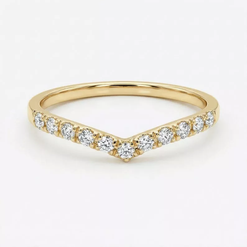 curved diamond wedding band on etsy