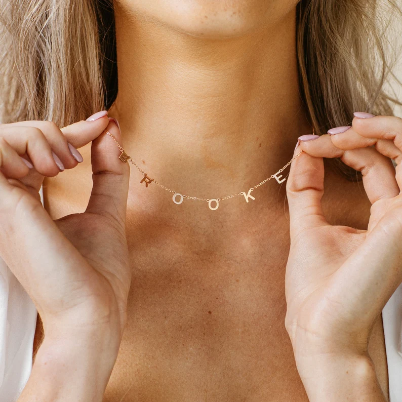 custom name charm necklace