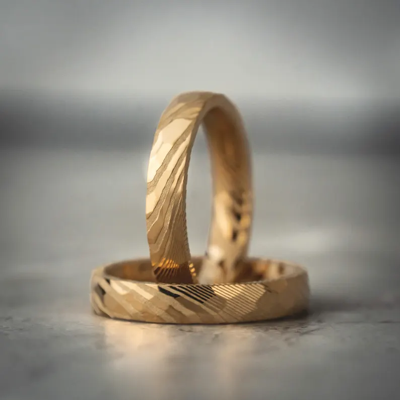 etsy wedding bands made of damascus steel