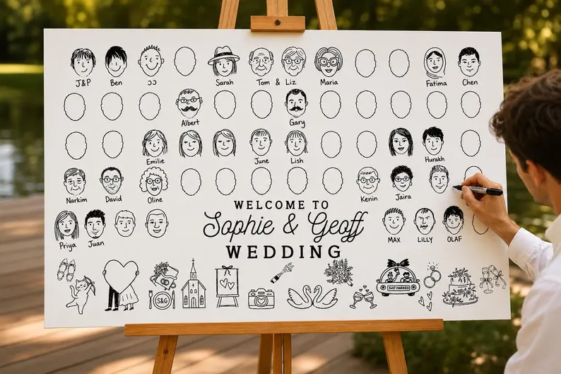 wedding guest portrait guest book