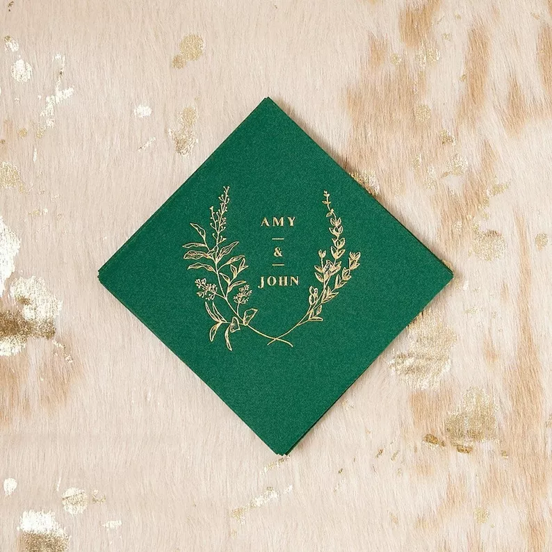 foil wedding napkins personalized with names