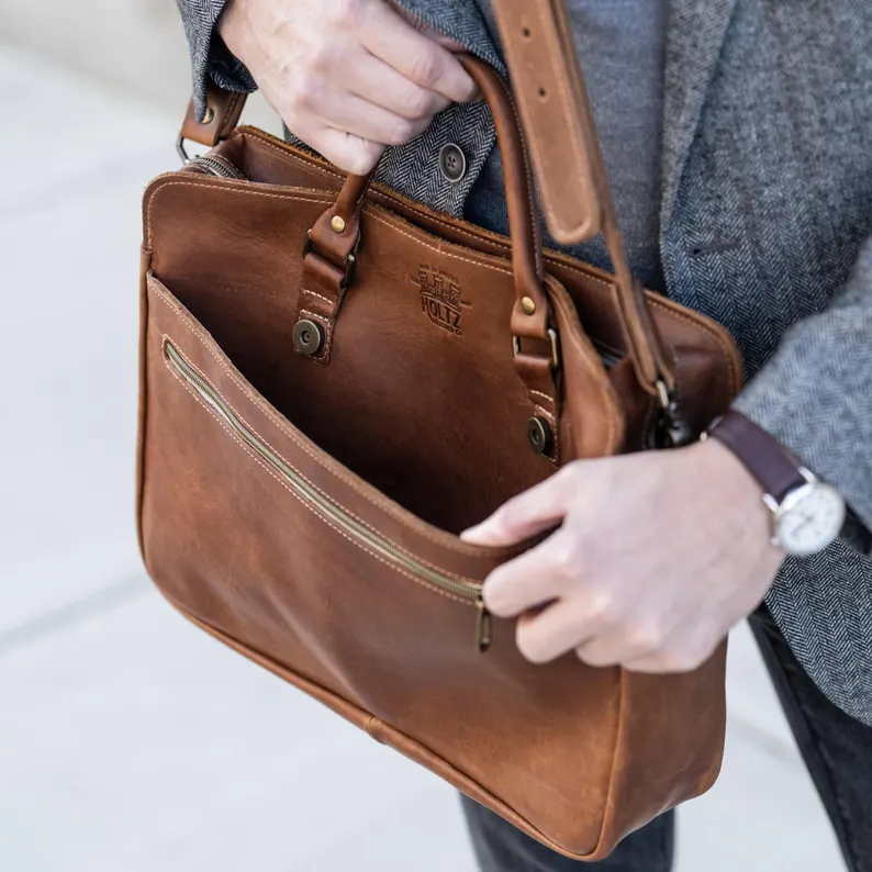 leather briefcase luxury travel gift for groom