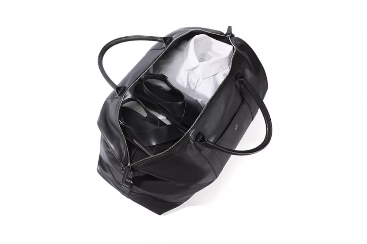 high-end full grain leather weekender bag