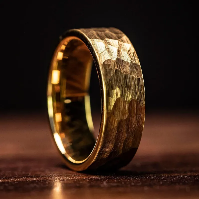 hammered gold best etsy wedding bands