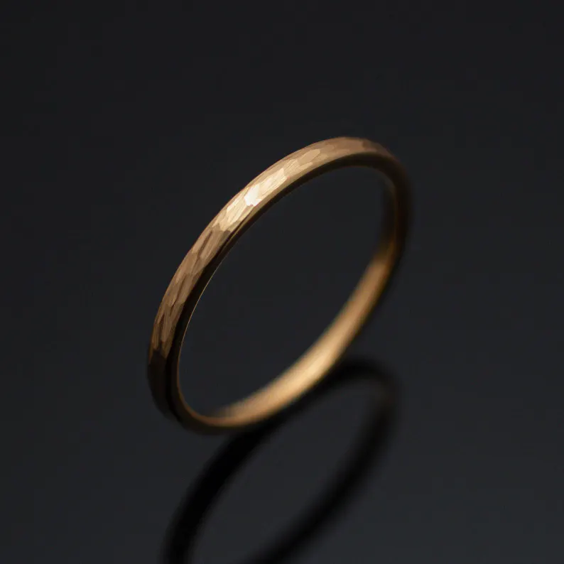 womens hammered gold wedding band