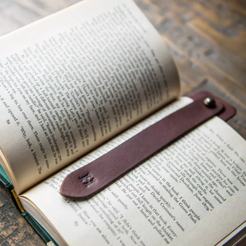 luxury leather bookmark gift for groom
