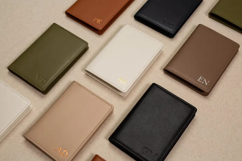 leather passport wallet for groom