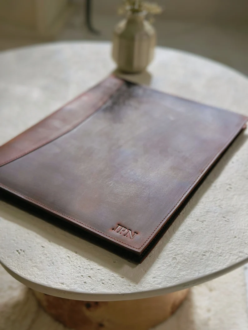 monogrammed leather portfolio personalized luxury gift for groom