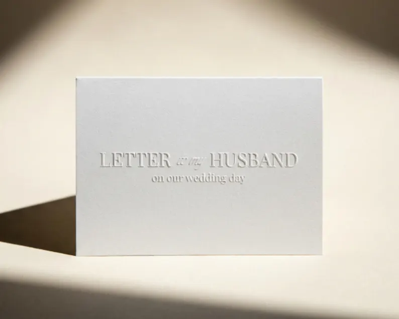 embossed luxury card for groom to include with gift