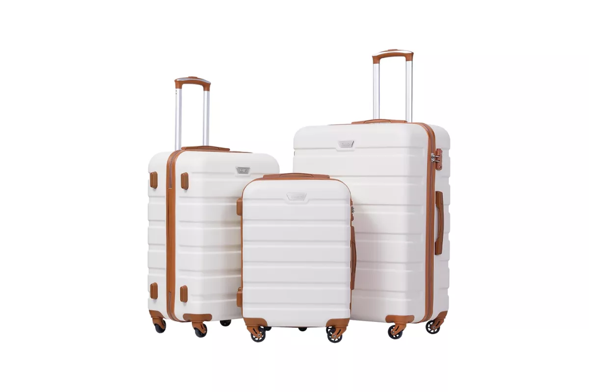 couple lifestyle items including luggage representing travel and shared wedding gifts
