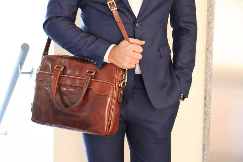 luxury leather briefcase gift for groom