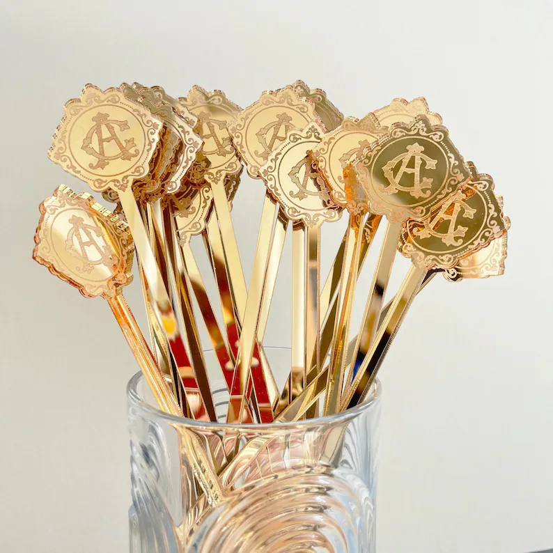 mirrored cocktail stirrers for wedding
