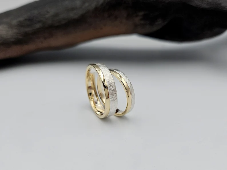 mixed metal wedding bands etsy