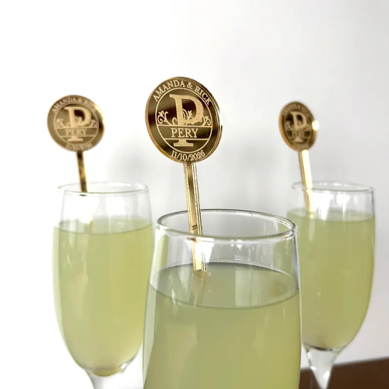 monogram cocktail stir sticks for wedding