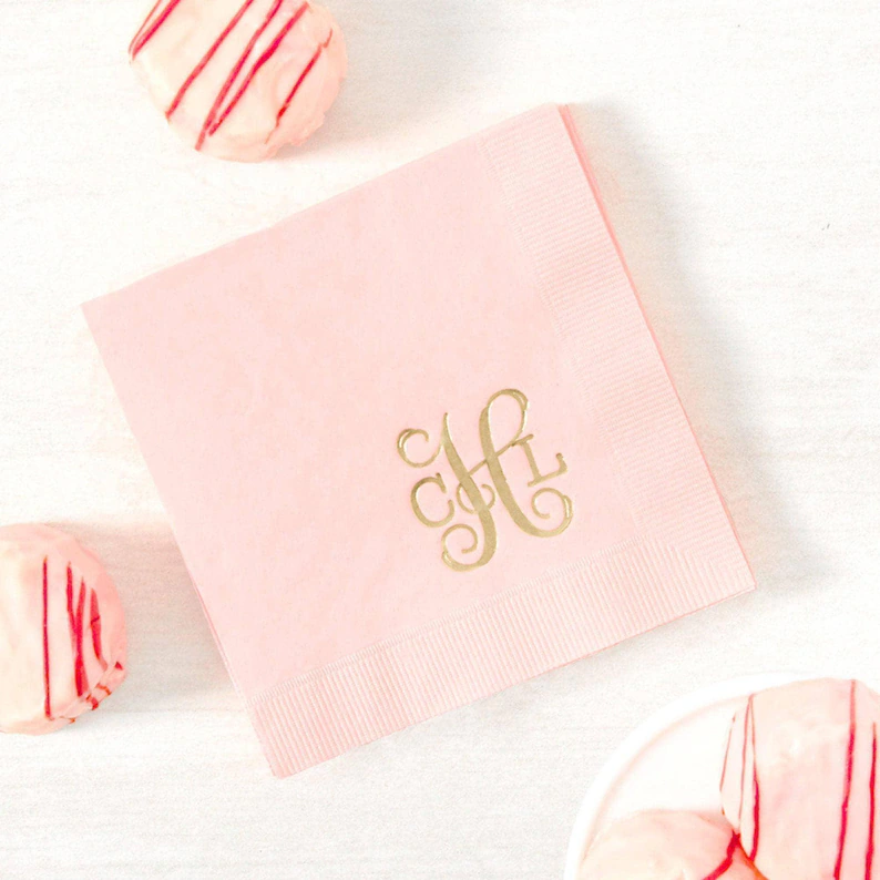 monogram wedding napkins with foil