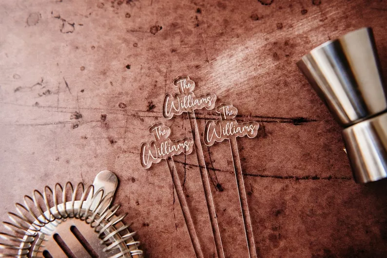wedding cocktail stirrers with new name
