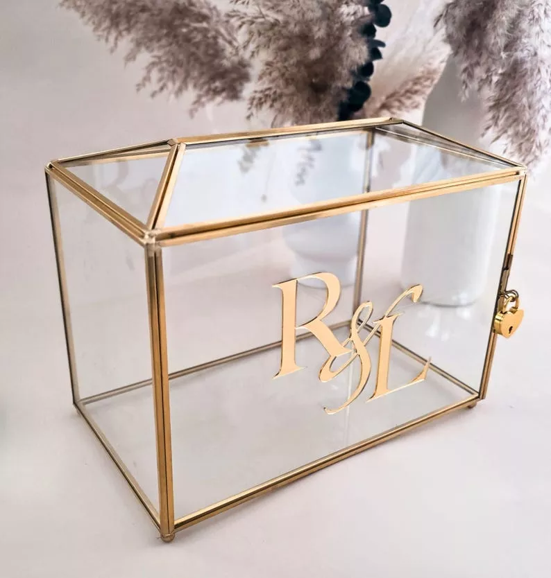 personalized glass wedding keepsake box