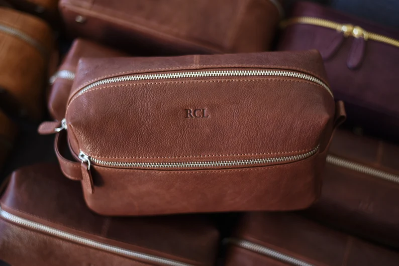 personalized leather dopp kit luxury travel gift for groom