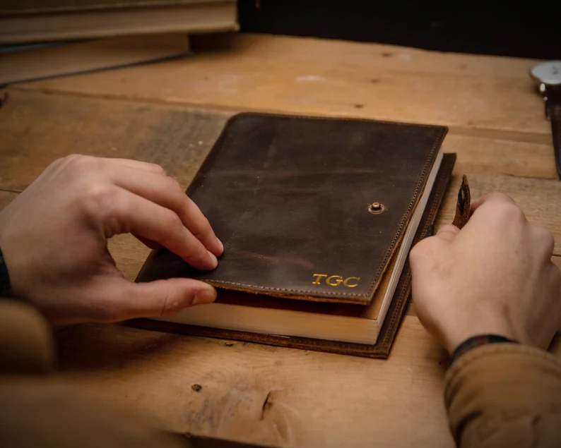 personalized leather journal gift for groom