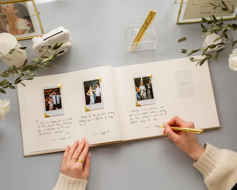 photo book for cocktail wedding activity station for guests