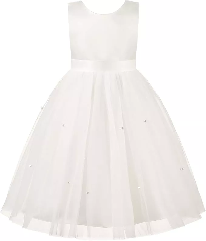 ivory flower girl dress ruffle hem