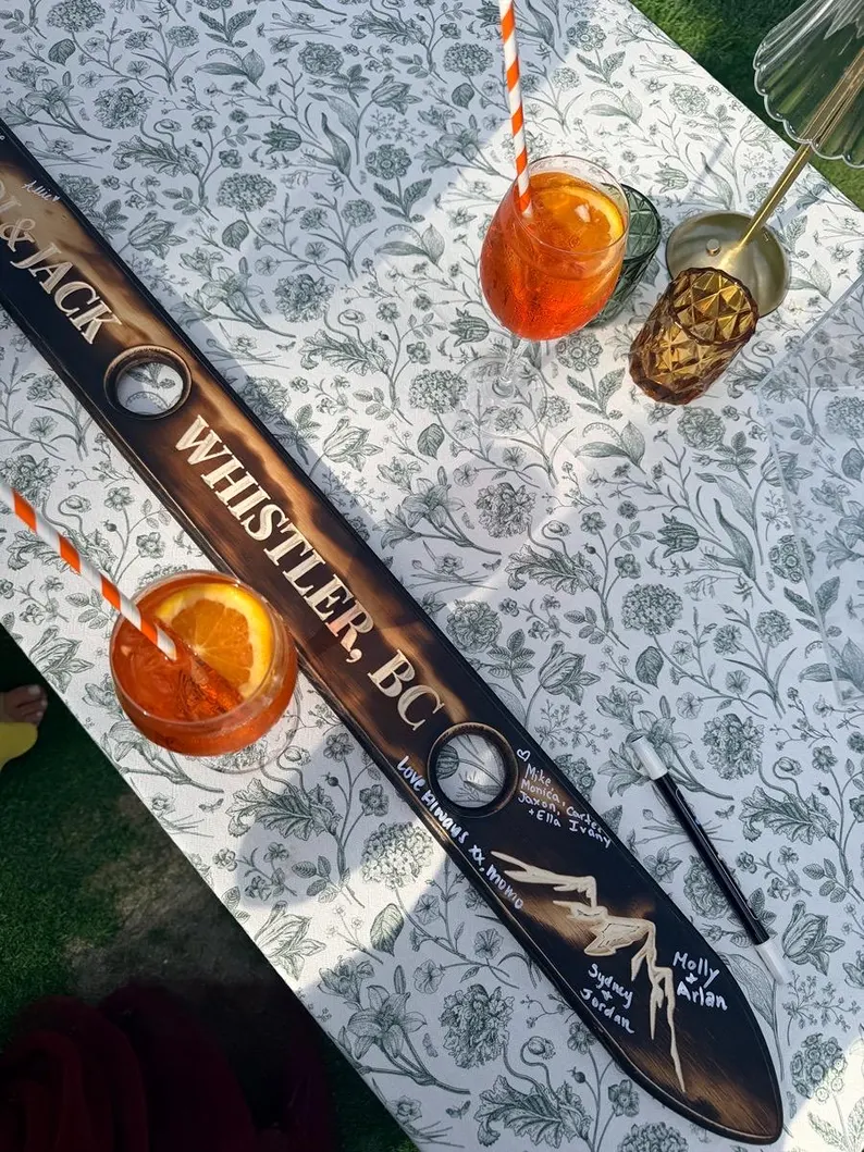 shot ski wedding guest book idea