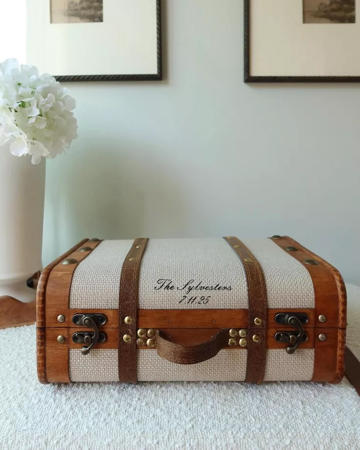personalized vintage design wedding trunk