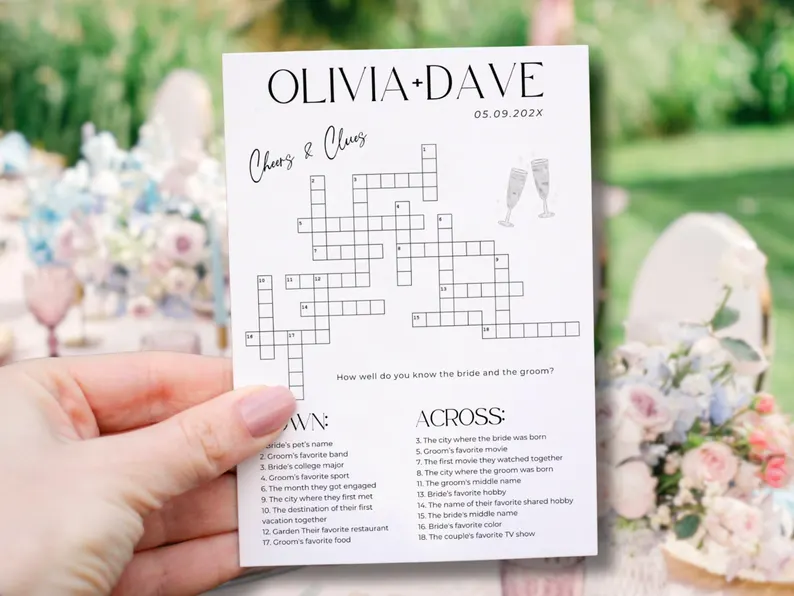 wedding crossword puzzle print out