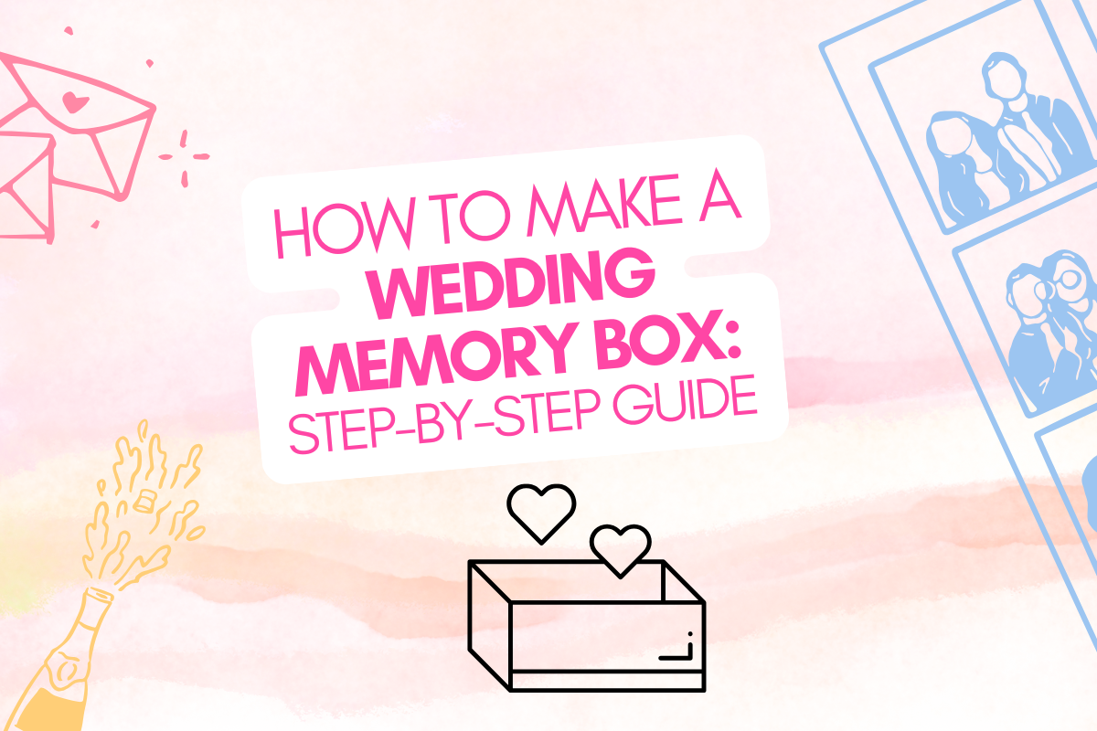 beautiful wedding memory box with keepsakes like vows, invitations, flowers, and photos showing how to preserve wedding memories forever