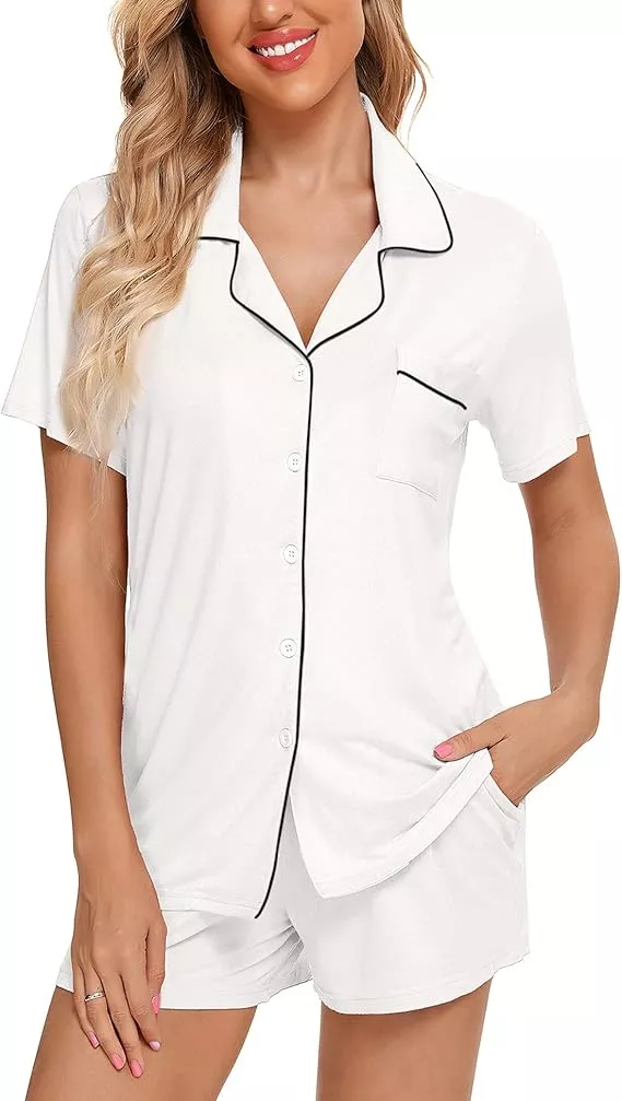 white bridal pajamas