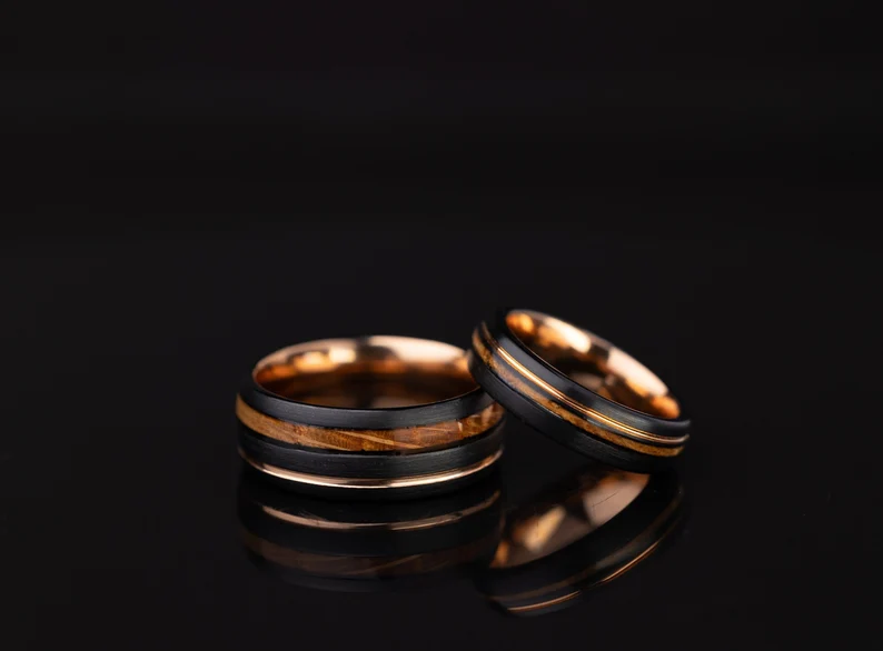 wood inlay etsy wedding bands
