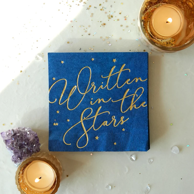 written in the stars wedding napkins