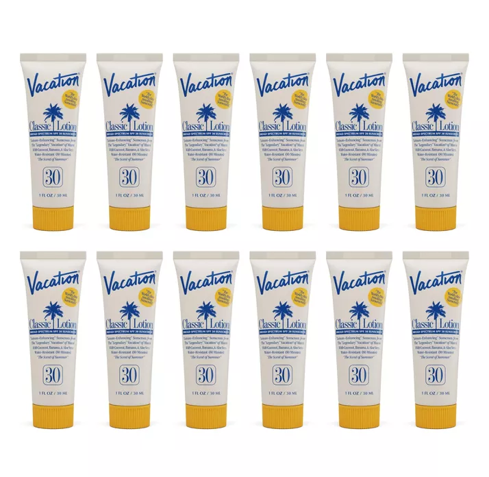 beach wedding sunscreen favors with palm tree labels