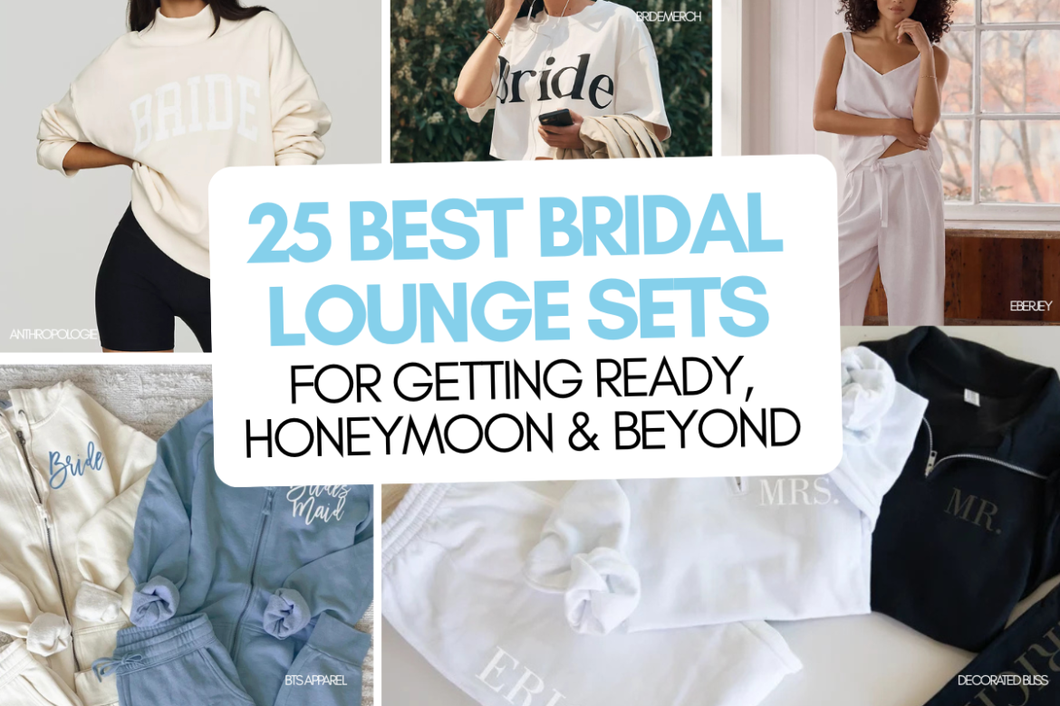 best bridal lounge sets for brides including personalized sweat sets and honeymoon loungewear